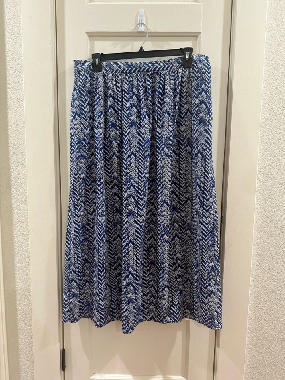 Blue Patterned Women's Midi Skirt
